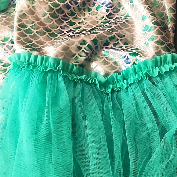 FLOATIMINI Mermaid Scale Kids Swim Suit & Cover Up - Teal and White - Picture 8 of 9